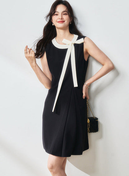 Contrast Bow Strap Midi Dress
