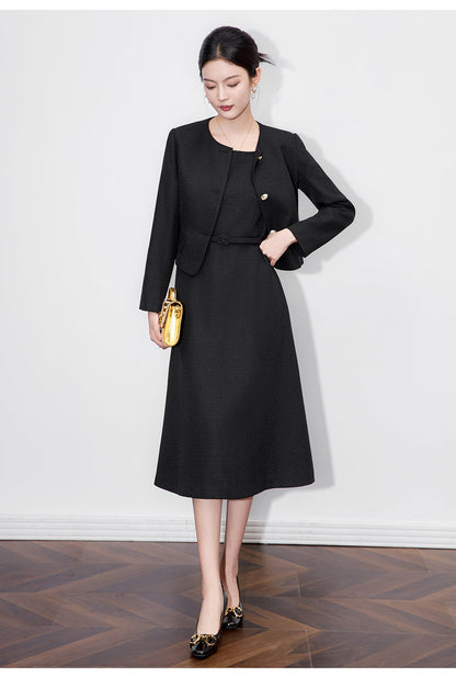 French-Inspired Two-Piece Set – Fitted Dress & Cropped Jacket