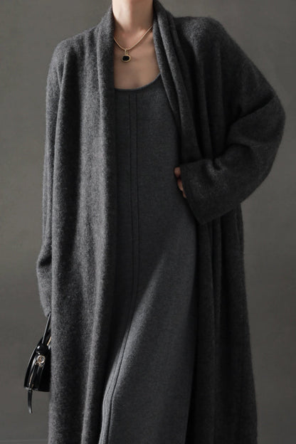 Minimalist Cashmere-Blend Wool Long Cardigan