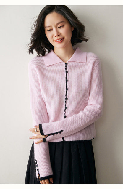 Color-Block Cashmere Cardigan