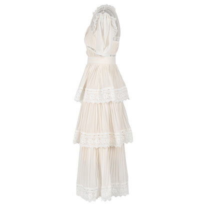 Layered Lace Embroidered Tea Dress
