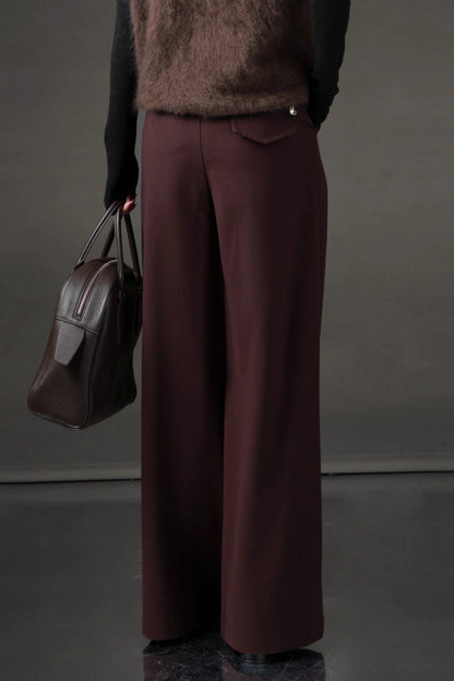 High-Waisted Wide-Leg Wool Blend Pants