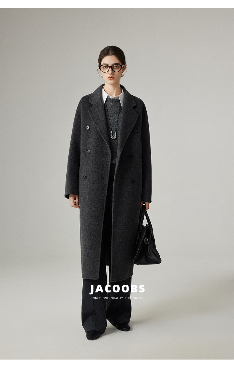 Reversible Pure Wool Minimal Long Coat