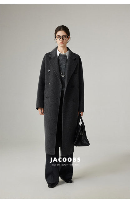 Reversible Pure Wool Minimal Long Coat