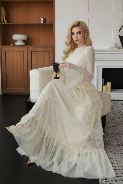 Penelope Lace Ruffle Maxi Dress