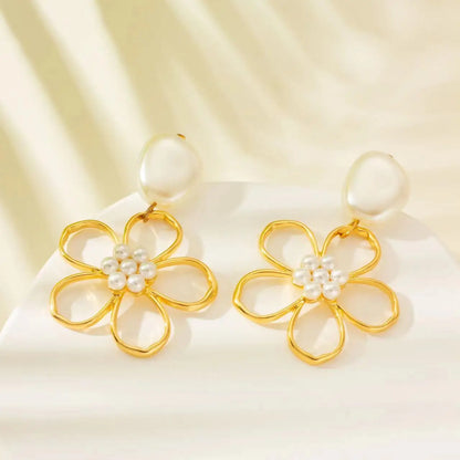 Evelia Pearl Bloom Drop Earrings