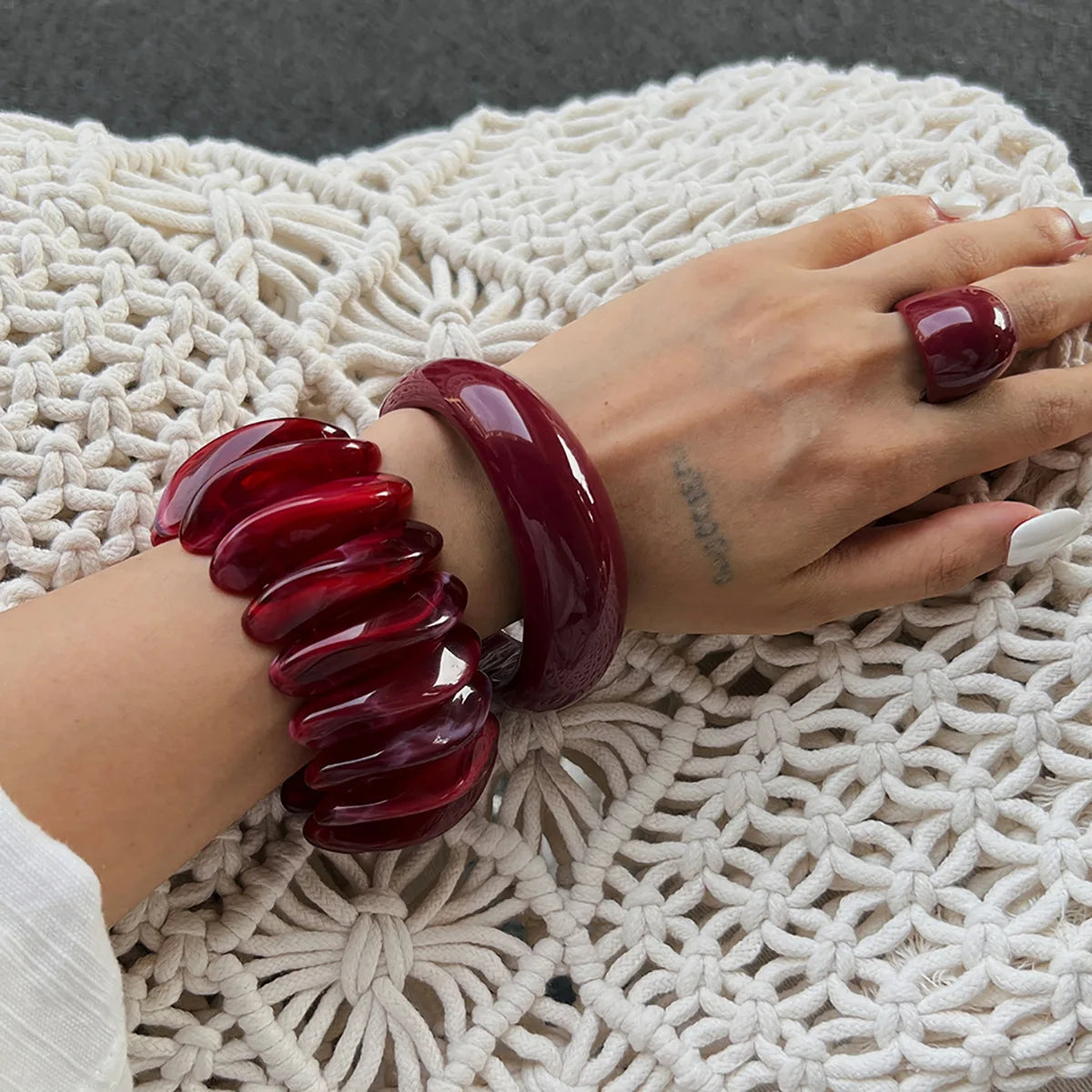 Orlina Resin Bangle & Ring Set