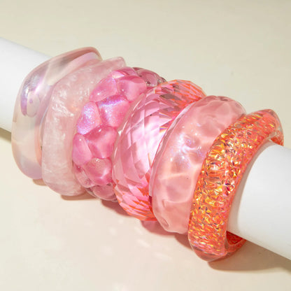 Roselle Twisted Pink Resin Bangle (6 pieces)