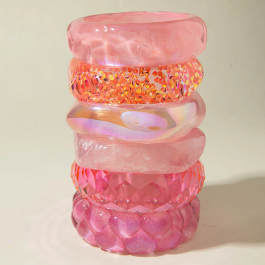 Roselle Twisted Pink Resin Bangle (6 pieces)