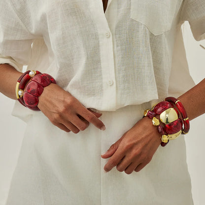 Ravelle Red Resin Bangle Collection (6 Styles)