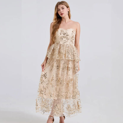 Luxe Sequin Corset Tulle Evening Gown