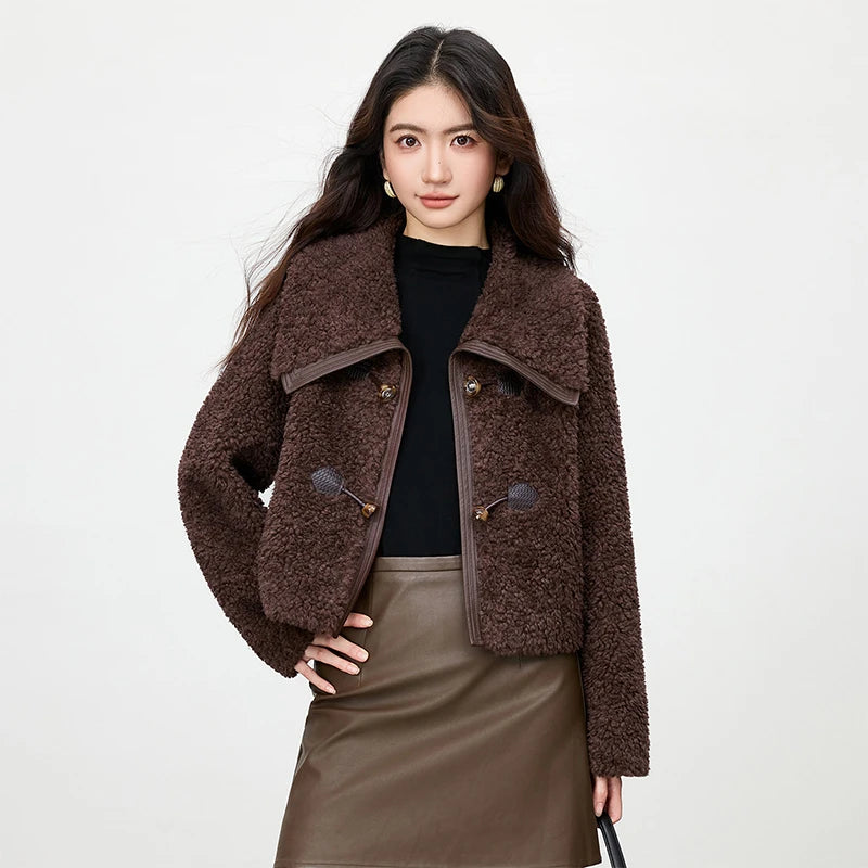Granular Velvet Oversized Winter Coat – Coffee Brown