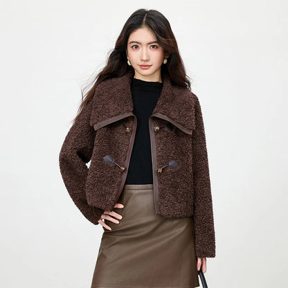 Granular Velvet Oversized Winter Coat – Coffee Brown