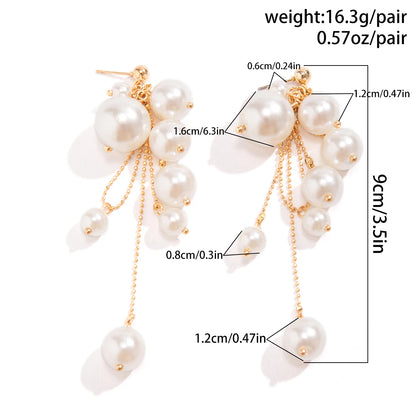 Celestia Pearl Tassel Drop Earrings