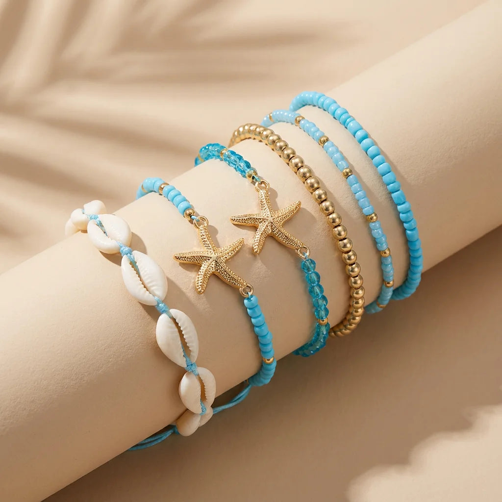 Solara Ocean Charm Bracelet Set (7-Piece)