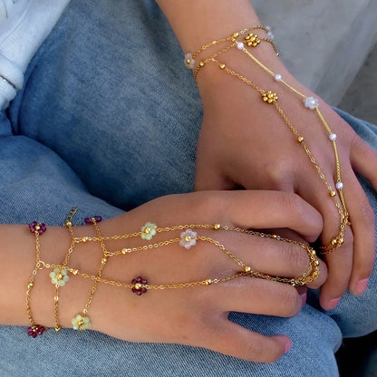 Liora Color Bloom Hand Chain Bracelet