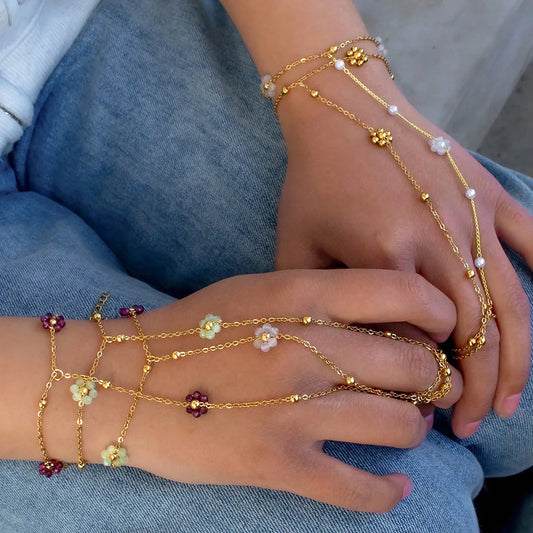 Liora Color Bloom Hand Chain Bracelet