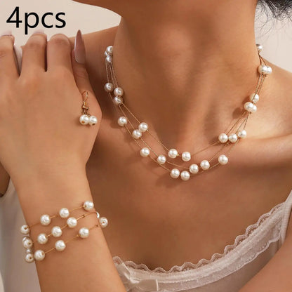 Aurielle Pearl Jewelry Set (Necklace, Bracelet & Earrings)