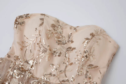 Luxe Sequin Corset Tulle Evening Gown