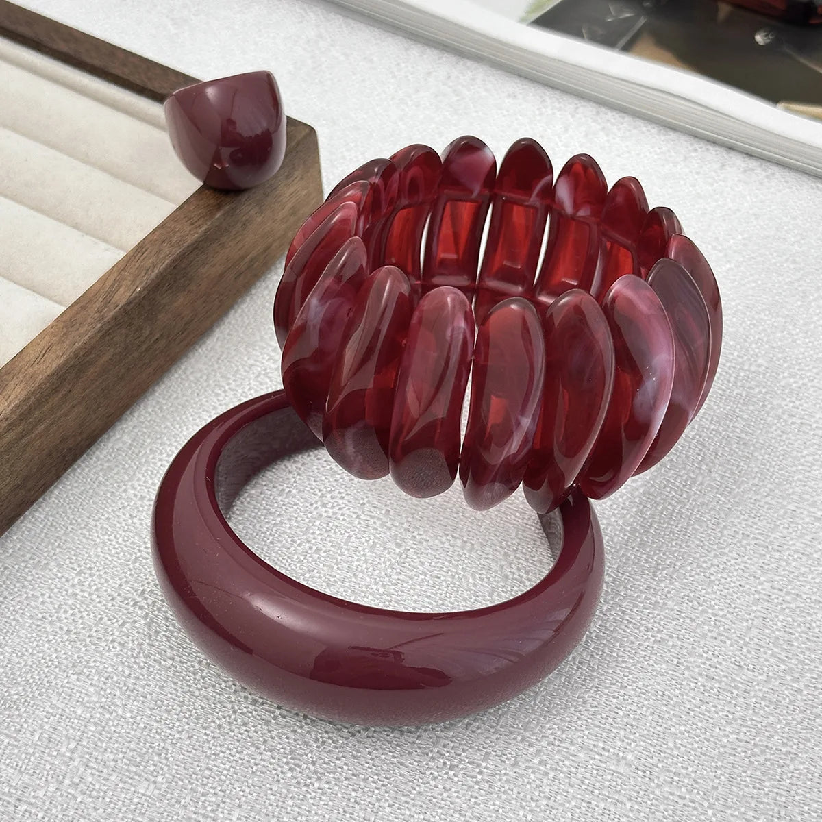 Orlina Resin Bangle & Ring Set