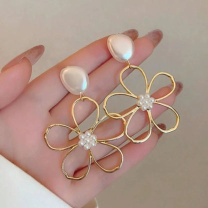 Evelia Pearl Bloom Drop Earrings