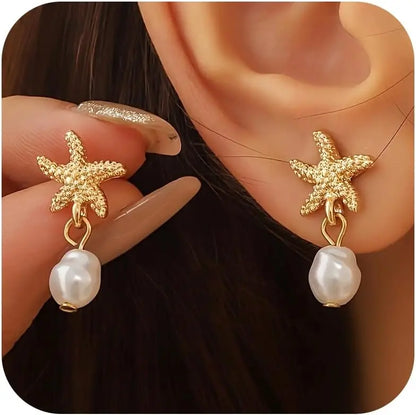 Solara Gold Starfish Drop Earrings