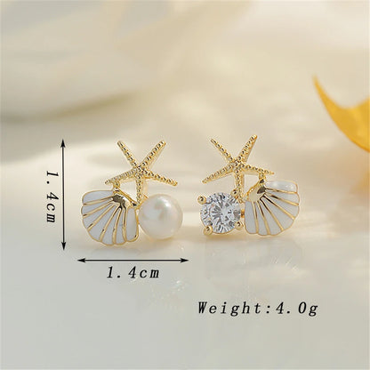 Lunara Asymmetric Starfish Stud Earrings