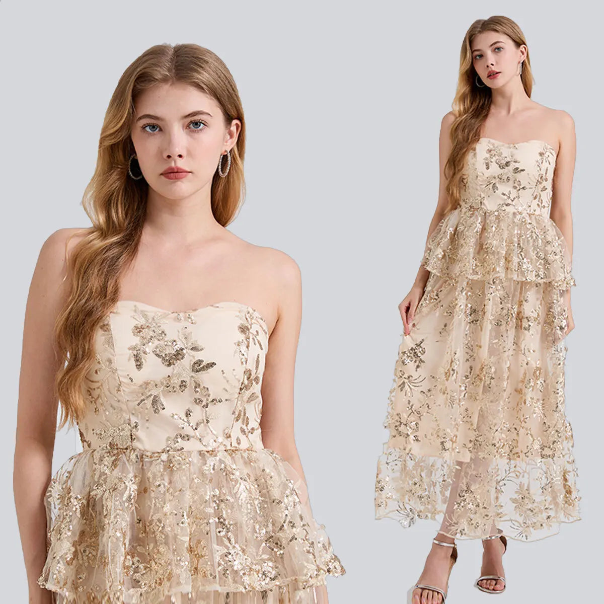 Luxe Sequin Corset Tulle Evening Gown
