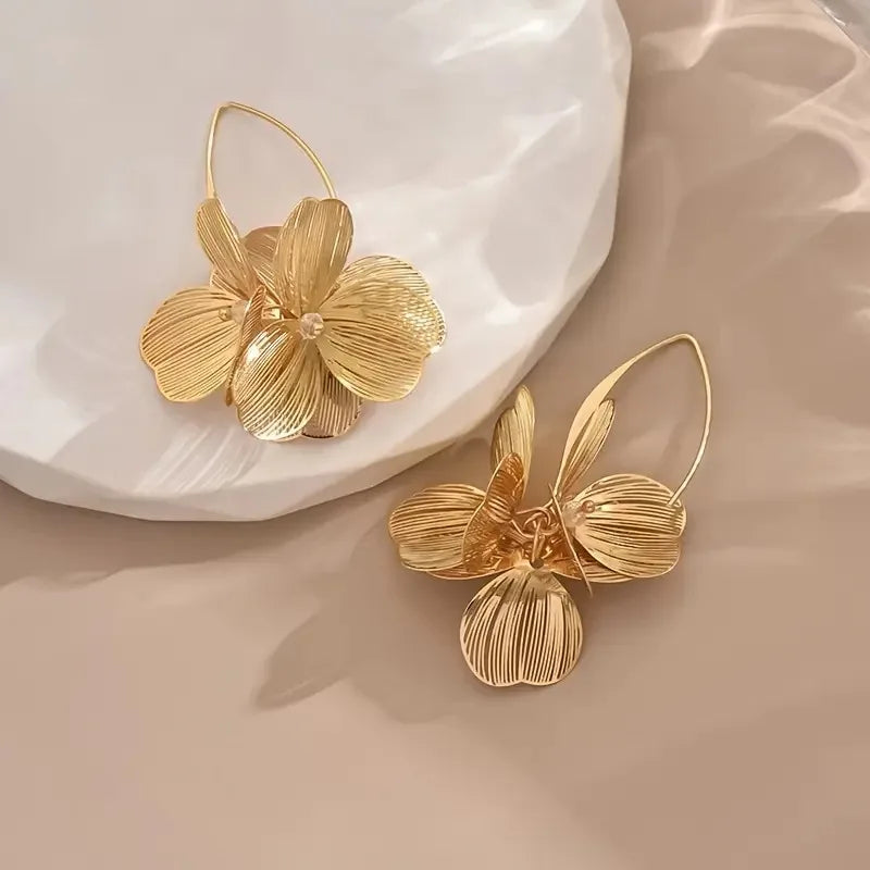 Elara Double-Layer Floral Drop Earrings