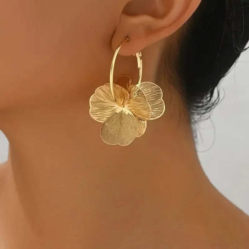 Elara Double-Layer Floral Drop Earrings