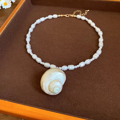 Maravelle Ocean Charm Pearl Necklace