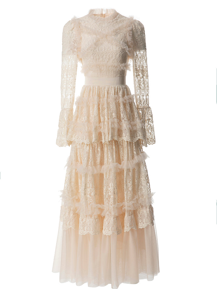 Penelope Lace Ruffle Maxi Dress
