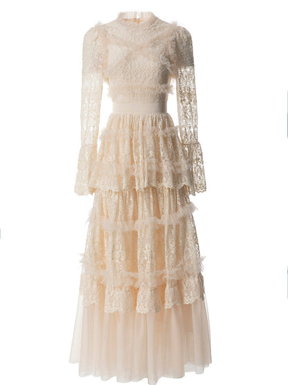 Penelope Lace Ruffle Maxi Dress