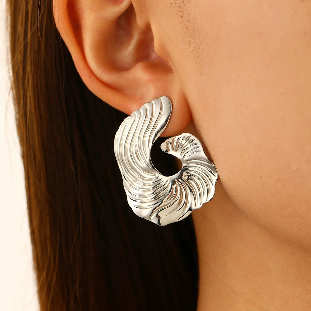 Vexa Sculpted Metal Stud Earrings