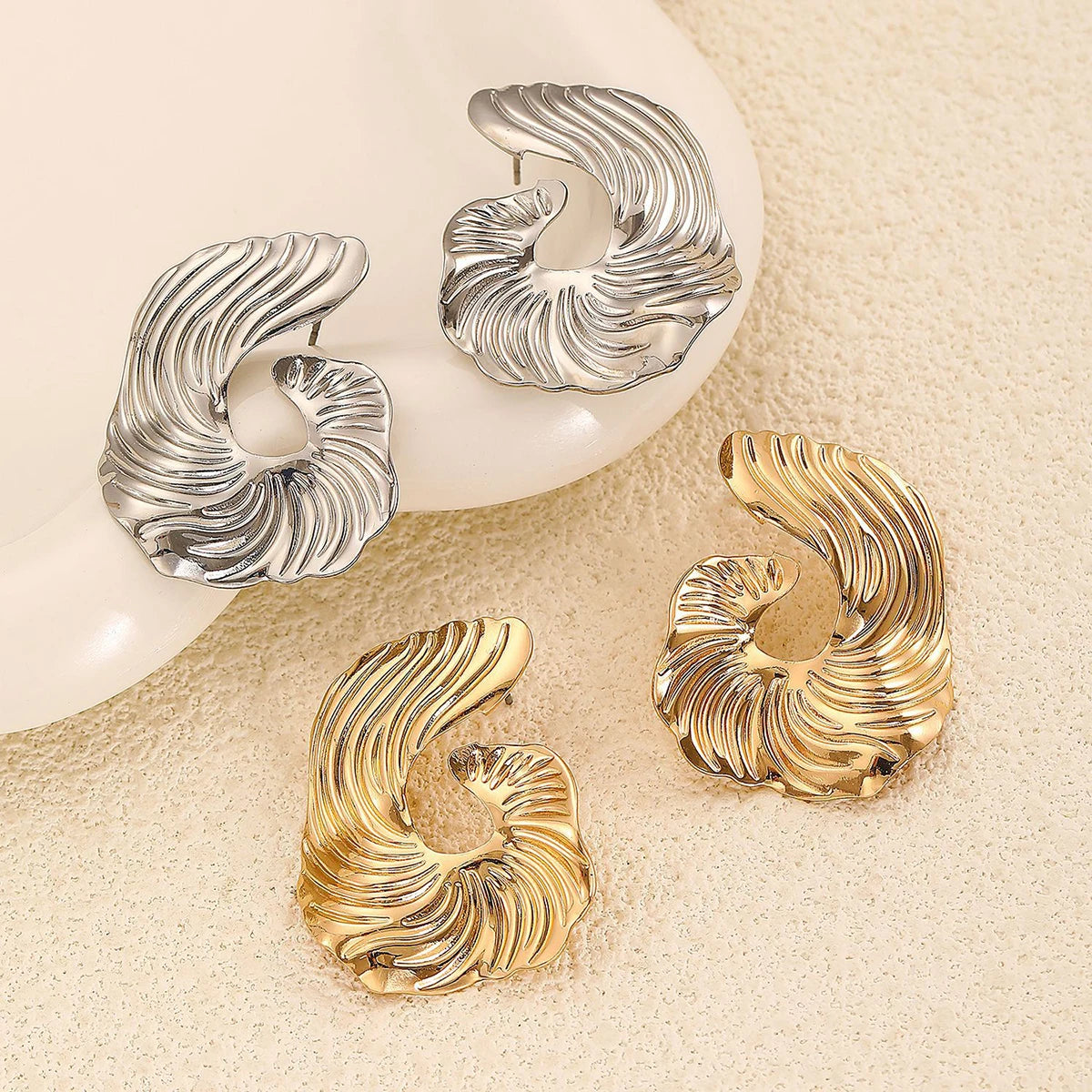 Vexa Sculpted Metal Stud Earrings