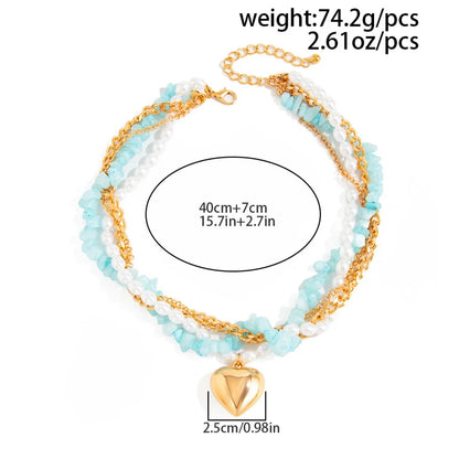 Serena Turquoise Heart Pearl Necklace