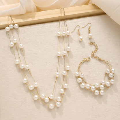 Aurielle Pearl Jewelry Set (Necklace, Bracelet & Earrings)