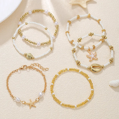 Maris Shell Charm Stacked Bracelet Set