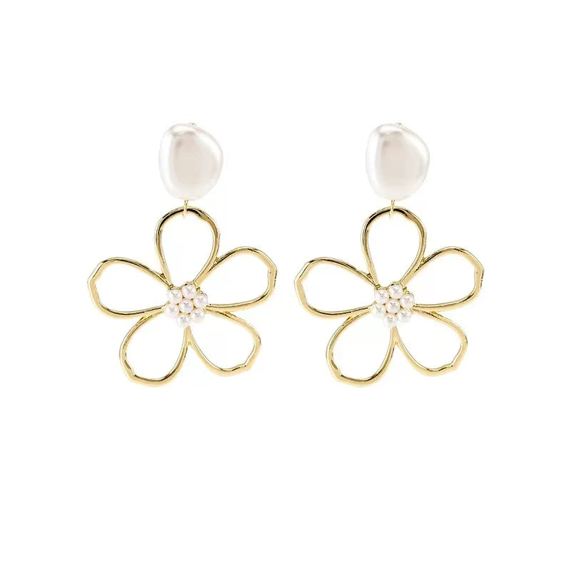 Evelia Pearl Bloom Drop Earrings
