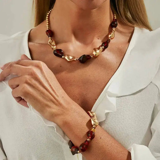 Calira Color Drop Jewelry Set (Choker & Bracelet)