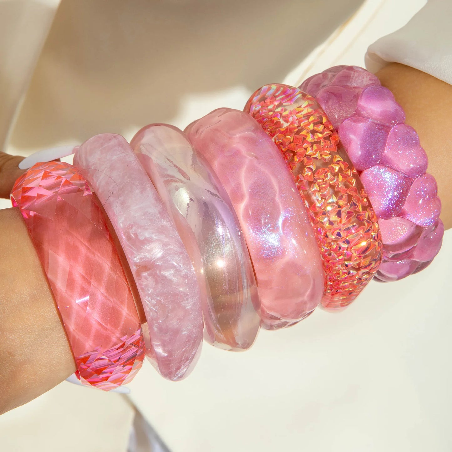 Roselle Twisted Pink Resin Bangle (6 pieces)