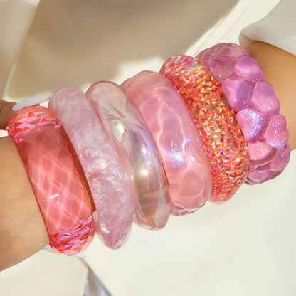 Roselle Twisted Pink Resin Bangle (6 pieces)