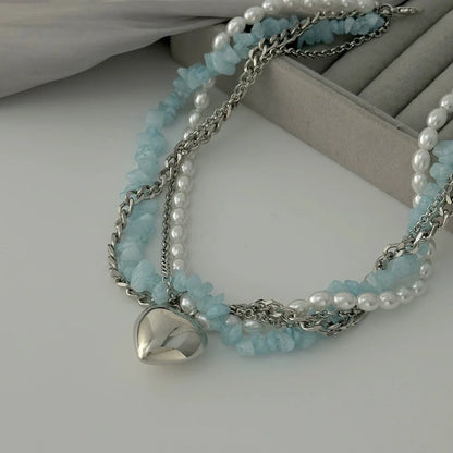 Serena Turquoise Heart Pearl Necklace