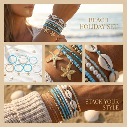 Solara Ocean Charm Bracelet Set (7-Piece)
