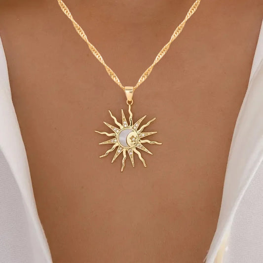Solstice Celestial Sun & Moon Pendant Necklace