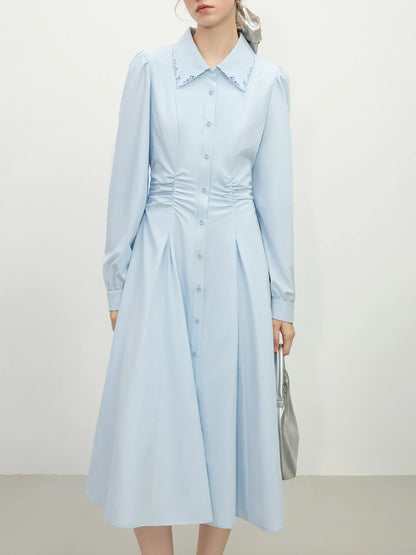 French-Inspired Belted Shirt Dress