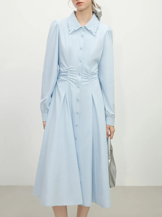 French-Inspired Belted Shirt Dress