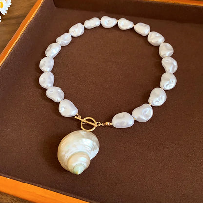 Maravelle Ocean Charm Pearl Necklace