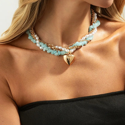 Serena Turquoise Heart Pearl Necklace