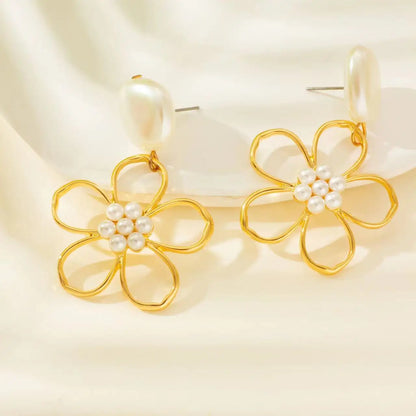 Evelia Pearl Bloom Drop Earrings